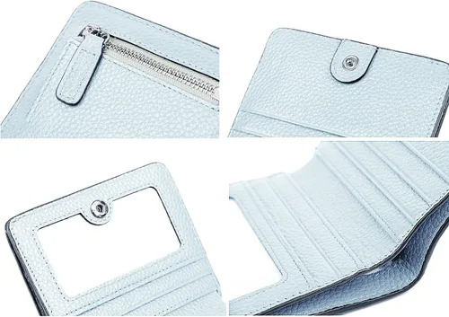 Vista 7 de BIG SALE-AINIMOER billetera de bolsillo pequeña con cremallera, plegable, compacta de cuero con bloqueo por identificación por radiofrecuencia
