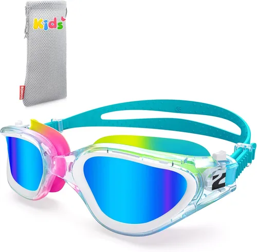 Vista 18 de ZIONOR G1MINI MIX - Gafas de natación para niños, con bloques de color, polarizados, sin fugas, antiniebla, para niños (3-14)