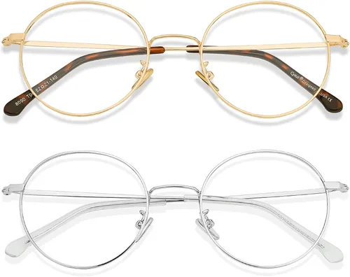 Vista 11 de Cyxus Blue Light Glasses for Men and Women, Retro Round Metal Frame 8092 rosado (03-Pink-8092T66US)