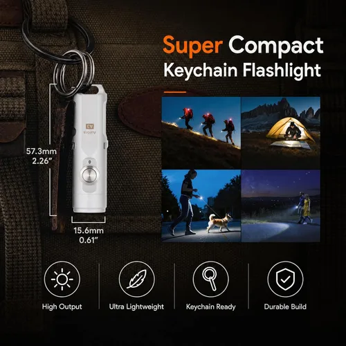 Vista 2 de RovyVon Linterna de llavero A3 Gen 4, súper brillante, 650 lúmenes, linterna recargable USB C EDC resistente al agua, ligera, ideal para transporte