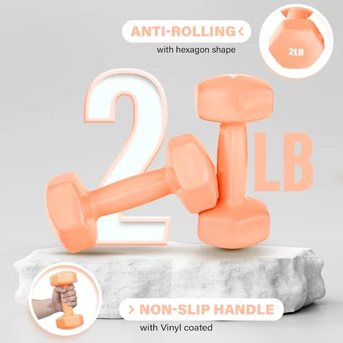 Vista 4 de Yes4All Mancuernas Hexagonales de Vinilo - Juego de 2 Mancuernas para Gimnasio en Casa y Entrenamiento de Fuerza (Opciones de Peso de 2-15 libras)