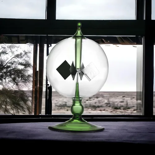 Vista 9 de Radiómetro Verde de Energía Solar Crookes Energía Solar con Áviles Giratorios de Vidrio, Molinillo de Mesa para el Hogar y Regalo