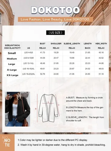 Vista 5 de Dokotoo Cárdigan de punto grueso de manga larga para mujer, estilo casual, abierto al frente, a la moda, abrigos para exteriores