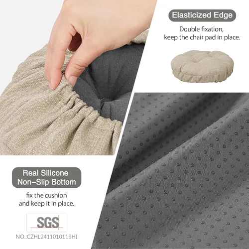 Vista 4 de baibu - Funda de cojín redonda para taburete de bar redondo supersuave, solo funda