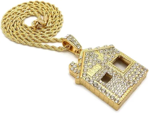 Vista 4 de CAJA DE COLGANTE HOP HOP HOUSE HEP HOP PARA HOPAL, COLLAR DE CADENA CUBANA DE CUERDA