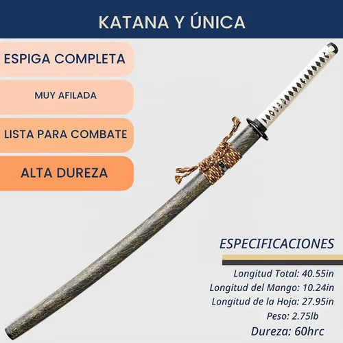 Vista 2 de entez Handcrafted Samurai Katana - Premium Damascus/T10 Clay Tempered Blades - Sharp Functional Japanese Swords, Full Tang