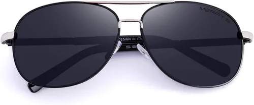Vista 5 de MERRYS - Gafas de sol piloto estilo clásico polarizadas - UV 400 con funda 60MM 8285