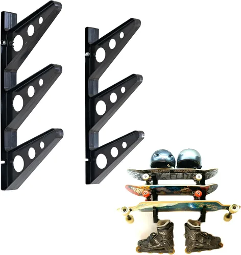 Vista 6 de StoreYourBoard Estante de almacenamiento de plástico ABS para esquí y snowboard, negro, 20 pulgadas Estante de almacenamiento de snowboard