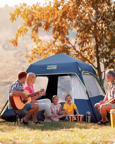 Vista 7 de OutdoorMaster Tiendas de campaña para 4/6 personas con tecnología de refugio opaco, fácil instalación en 60 segundos, tienda desplegable resistente