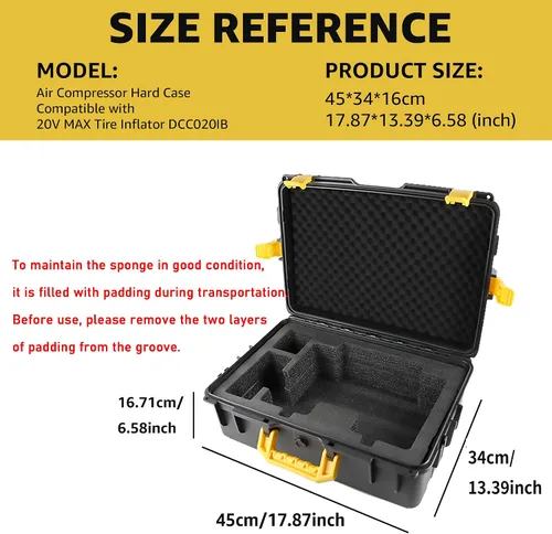 Vista 3 de DEWALT - Funda rígida compatible con inflador de neumáticos de 20 V MAX DCC020IB – Caja de almacenamiento protectora impermeable a prueba de golpes