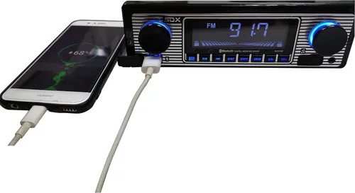 Vista 5 de SDX Audio Receptor de radio Bluetooth, reproductor de MP3 con cargador USB, MP3/USB, entrada auxiliar, micrófono integrado manos libres, iluminación