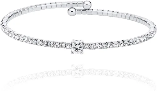 Vista 48 de OZEL - Pulseras para mujer, chapados en oro real de 18 quilates, pulseras de oro de cristal colorido para regalos