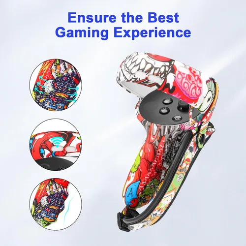 Vista 3 de EWalos Accessories for Oculus Quest 2, VR Silicone Cover Skins for Meta Quest 2, Include Quest 2 Controller Grip Leather Cover, VR Shell Cover, Face