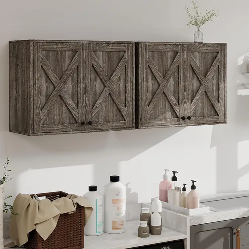 Vista 10 de YOURLITE Gabinete de lavandería, gabinete de medicinas, organizador de granja montado en la pared con estantes para baño y cocina sobre el inodoro