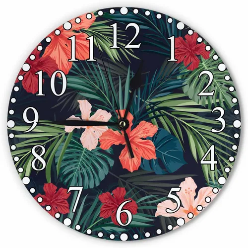 Vista 13 de Reloj de Pared Bohemio con Textura Paisley de 10 Pulgadas Operado por Batería Vector Color Rojo Brillante Reloj Silencioso Sin Tictac Relojes