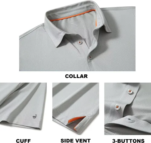 Vista 4 de Mens Golf Shirts Dry Fit Jacquard Performance Moisture Wicking Short Sleeve Collared Polo Shirts