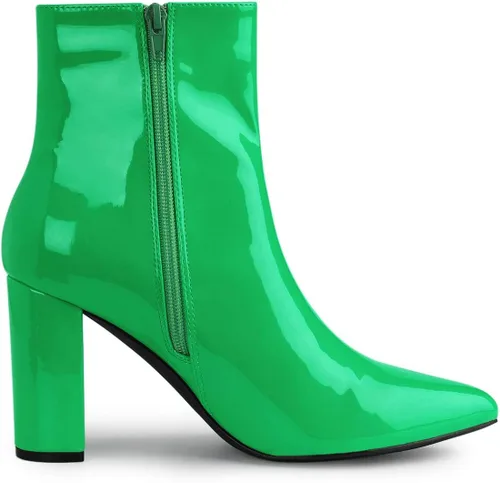 Vista 6 de Allegra K Botines con cremallera y tacón grueso para mujer