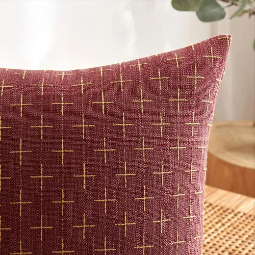 Vista 68 de MIULEE - Juego de 2 fundas de almohada decorativas de lino de arpillera navideñas, modernas, estilo campestre, rústicas, tejidas, con textura