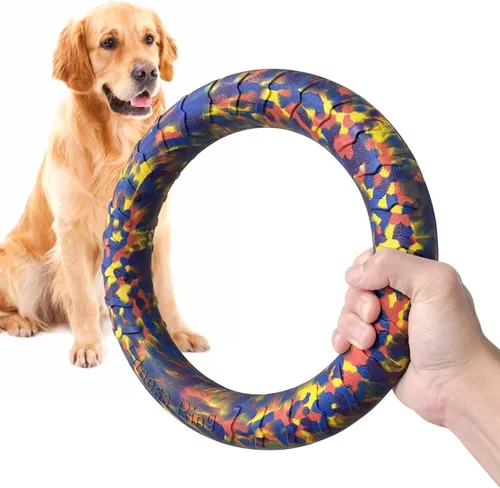 Vista 13 de Disco Volador Flotante Duradero Indestructible para Perros Grandes, Juguetes de Anillo para Masticadores, Piscina, Natación, Lanzamiento, Atrapar