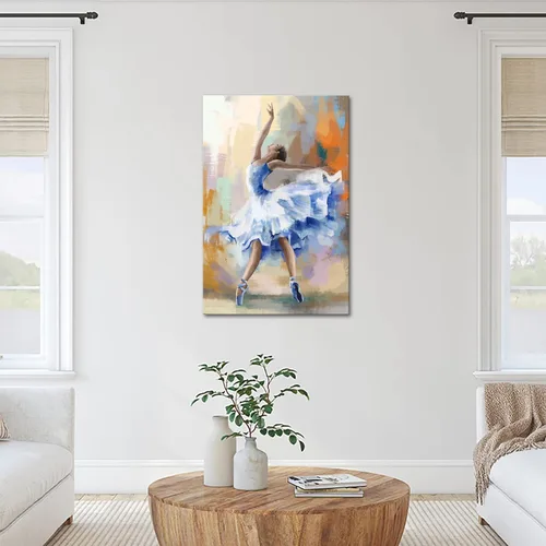 Vista 2 de Derkymo Elegante lienzo de bailarina de ballet, lienzo enmarcado listo para colgar, 24 x 36 pulgadas