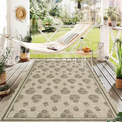 Vista 43 de ORTIGIA Alfombra festoneada de yute fácil de 3 x 5 pulgadas, color negro