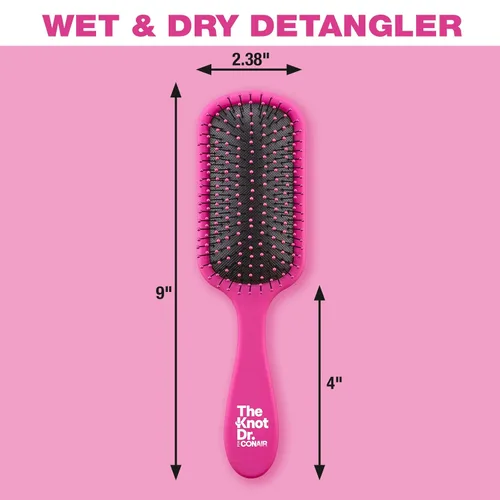 Vista 3 de The Knot Dr. hair brush by Conair - Cepillo desenredante - Elimina nudos y enredos en cabello húmedo o seco - Cepillos para el cabello para mujer