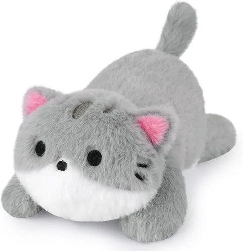 Vista 6 de Peluche de gato negro con peso, lindos animales de peluche con peso para niños, realista y suave, abrazable, regalo para niñas y niños