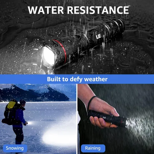 Vista 5 de Linterna LED recargable Lepro, LP3000 de alto lúmenes, con zoom, linterna brillante, impermeable, 5 modos de iluminación, linterna de mano pequeña