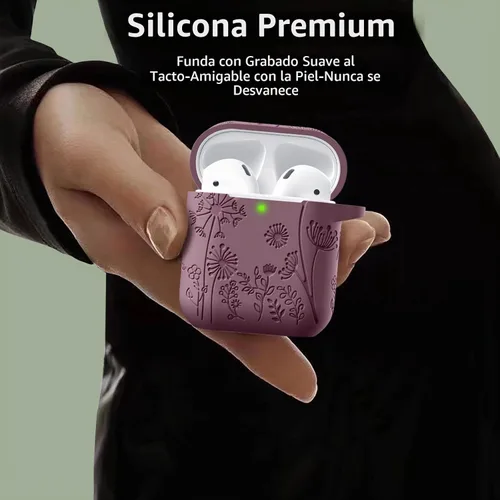 Vista 4 de Lerobo - Funda para AirPod de 2ª/1ª generación con llavero Malva ahumada