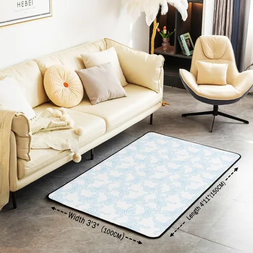 Vista 3 de Blue Bowknot Area Rug 3'x5',Coquette Bowtie Ribbon Non Slip Carpet for Kids Girls Adults,Dreamy Princess Style Cute Bow Decor Rug for Living Room