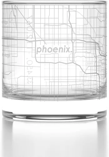 Vista 41 de Well Told Vaso de rocas grabado con mapa de Akron, Ohio, cristalería estilo antiguo (325ml, transparente) Vaso de bourbon grabado, regalos