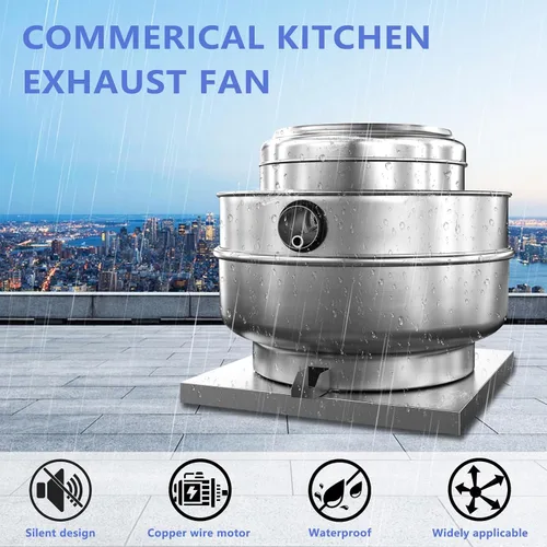 Vista 5 de Ventilador de escape con clasificación de grasa para campana de restaurante Ventilador de escape centrífugo de accionamiento directo 1.5HP 110