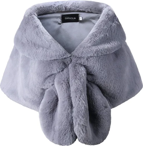 Vista 9 de Caracilia - Elegante estola tipo chal en piel sintética para el invierno.