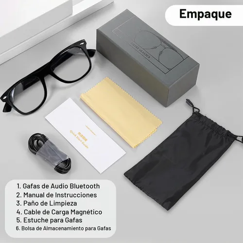 Vista 7 de Gafas inteligentes con audio Bluetooth de oreja abierta y filtrado Negro