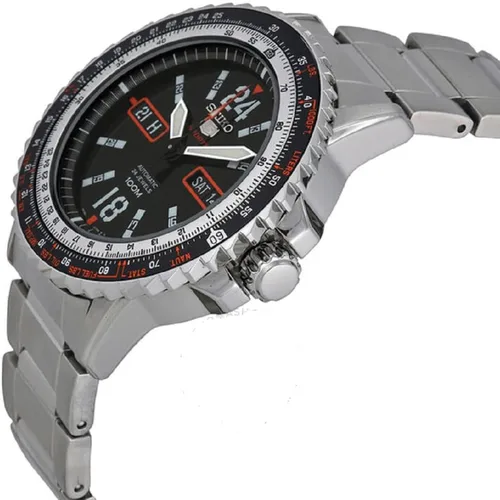 Vista 2 de Seiko Reloj para hombre de acero inoxidable con esfera negra SRP347, Negro -, Automático