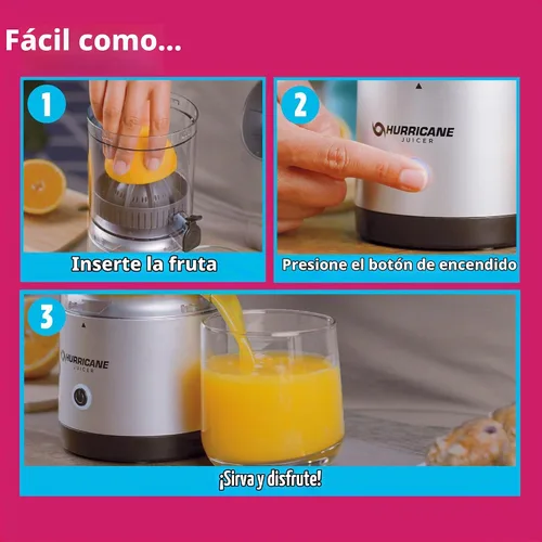 Vista 3 de Hurricane Juicer, potente máquina extractor de jugo inalámbrico, exprimidor de frutas de diseño compacto con piezas aptas para lavavajillas