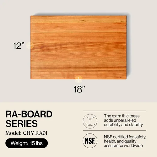 Vista 2 de John Boos Serie RA-Board Tabla de Cortar Rectangular de Madera de Arce 18"x12" – 2.25" de Grosor, Bloque de Carnicero Reversible de 15 lb con Veta