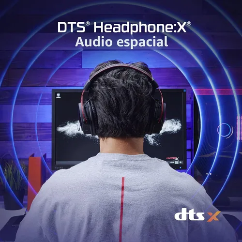 Vista 3 de HyperX Cloud Alpha Wireless - Auriculares para juegos para PC, batería de 300 horas, auriculares DTS: audio espacial X, espuma viscoelástica