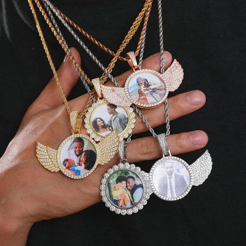 Vista 6 de YIMERAIRE Collar con colgante de imagen de plata de ley 925 para hombres y mujeres, collar personalizado con foto personalizada, collares de plata