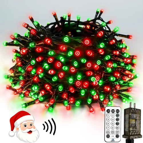 Vista 8 de Luces de Navidad controladas por voz con control remoto, cadena de 300 luces LED de 99 pies para interiores y exteriores con 12 modos, 3