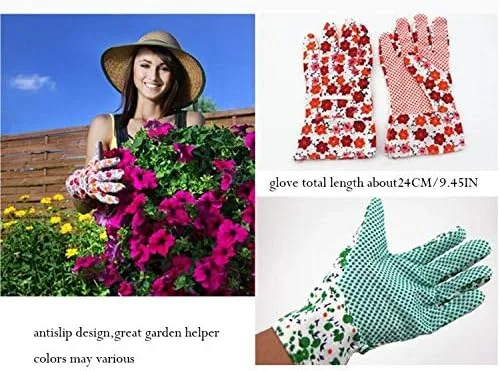 Vista 3 de Juego de guantes de jardín antideslizantes para jardín, pala, pala, cultivador, herramientas de metal antideslizantes para mujeres y niños