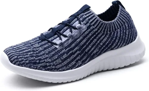 Vista 23 de TIOSEBON - Zapatos de caminar sin cordones para mujer, ligeros, casuales, para correr A/Todo Blanco