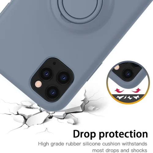 Vista 4 de Thomo Funda para iPhone 11 Pro Max [soporte de anillo de silicona líquida] [forro de microfibra antiarañazos], funda protectora de cuerpo completo