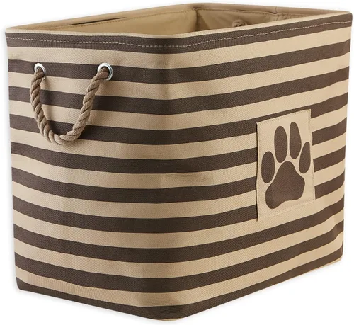 Vista 66 de Bone Dry - Cesta de almacenamiento para mascotas, diseño de parche de pata rayado, aguamarina, rectángulo pequeño