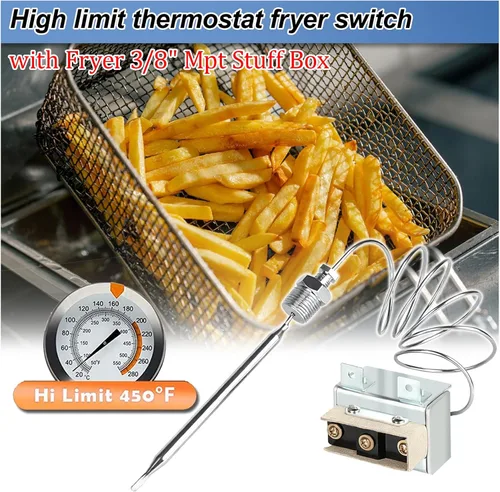 Vista 3 de Interruptor de freidora de termostato de límite alto 1177 LCCM200300 compatible con ATOSA 301030005 Termostato Hi Limit con 3/8 "Mpt Stuff Box Hi