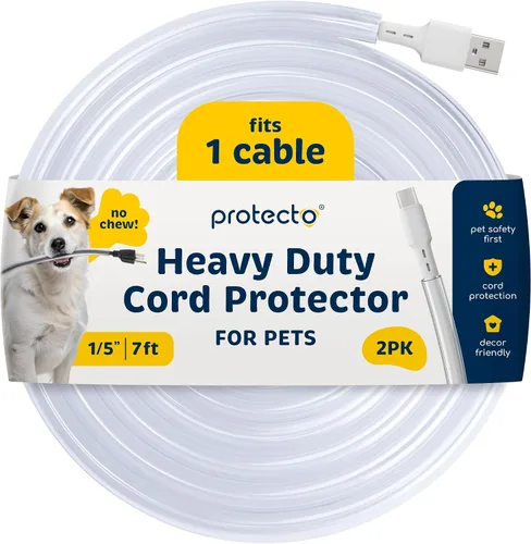 Vista 10 de PROTECTO Protector de Cables Resistente para Perros y Gatos, Funda Larga de 10 Pies, Cubierta de Cable de 1/2 Pulgada Fácil de Usar para Mascotas