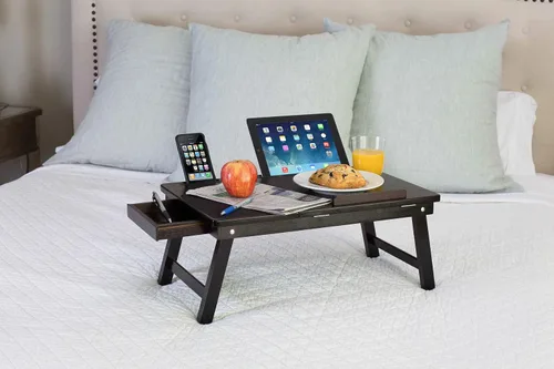 Vista 8 de Sofia + Sam Bandeja de cama para laptop multitarea Soporta portátiles de hasta 18 pulgadas Nogal (bandeja para zurdos)