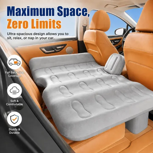 Vista 4 de Asiento trasero del colchón de aire del coche con bomba Gris