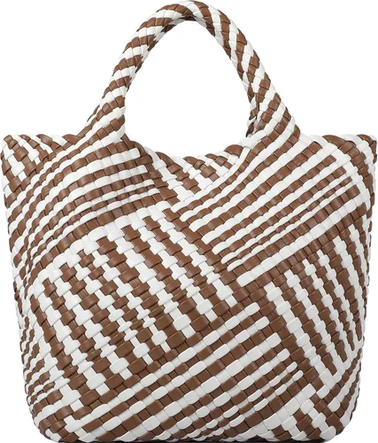 Vista 10 de Bolso tejido para mujer, bolso tote de cuero vegano grande para verano, playa, viaje, bolso de mano y cartera retro hecho a mano, bolso de hombro