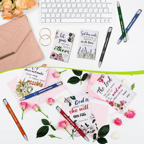Vista 5 de Geyee 24 Piezas Regalos Cristianos para Mujeres al Por Mayor Regalos de Navidad Mini Blocs de Notas Religiosos y Bolígrafos Premios Regalo Diarios